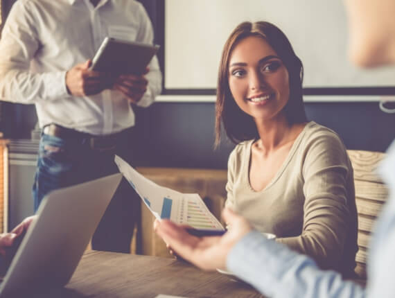 business team members discussing in a conference room